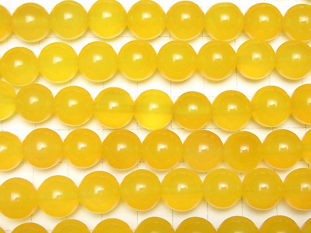 Yellow color Chalcedony Round 12mm 1strand beads (aprx.15inch / 36cm)