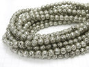 Lava Round 8mm silver color coated 1strand beads (aprx.14inch/35cm)