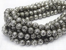 1strand $6.79! Rubber (Lava) Round 10mm Silver Color Coating 1strand (aprx.14inch / 34cm)