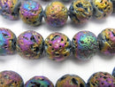 1strand $6.79! Lava Round 10mm Rainbow Color Coating 1strand beads (aprx.14inch / 35cm)