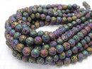 1strand $6.79! Lava Round 10mm Rainbow Color Coating 1strand beads (aprx.14inch / 35cm)