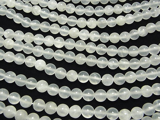Mexican Selenite (Gypsum) Round 8mm 1strand beads (aprx.15inch/36cm)