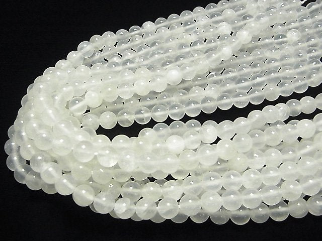 Mexican Selenite (Gypsum) Round 8mm 1strand beads (aprx.15inch/36cm)