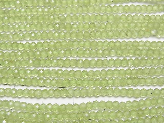 [Video]High Quality! Peridot AAA- Faceted Button Rondelle 3x3x2mm 1strand beads (aprx.15inch/37cm)