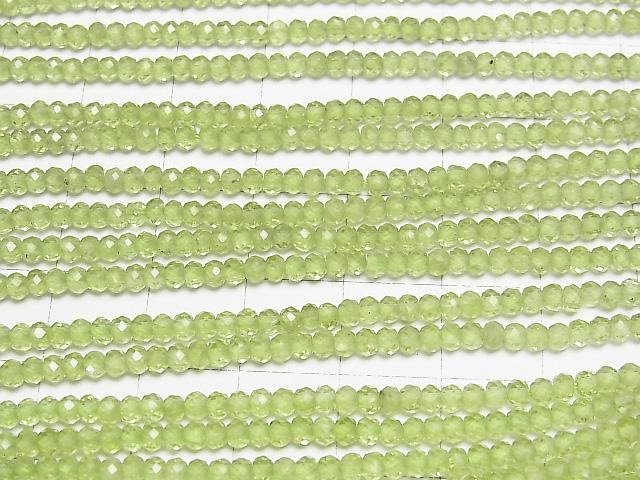 [Video]High Quality! Peridot AAA- Faceted Button Rondelle 3x3x2mm 1strand beads (aprx.15inch/37cm)