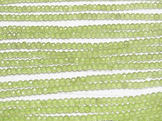 [Video] High Quality Peridot AAA- Faceted Button Roundel 3x3x1.5mm 1strand beads (aprx.15inch/38cm)