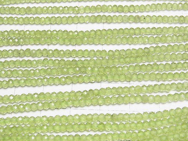 [Video] High Quality Peridot AAA- Faceted Button Roundel 3x3x1.5mm 1strand beads (aprx.15inch/38cm)