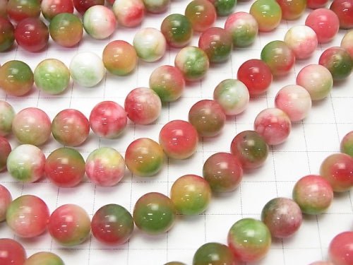 1strand $5.79! Red & Green Jade Round 10mm 1strand beads (aprx.15inch / 37cm)