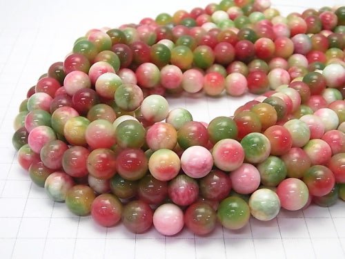 1strand $5.79! Red & Green Jade Round 10mm 1strand beads (aprx.15inch / 37cm)