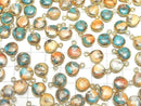 Oyster Copper Turquoise Bezel Setting Chestnut 9x9mm 18KGP 3pcs