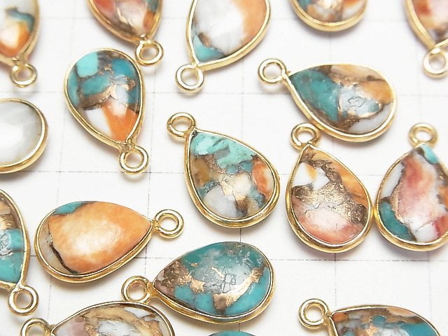 [Video] Oyster Copper Turquoise Bezel Setting Pear shape 13x9mm 18KGP 2pcs