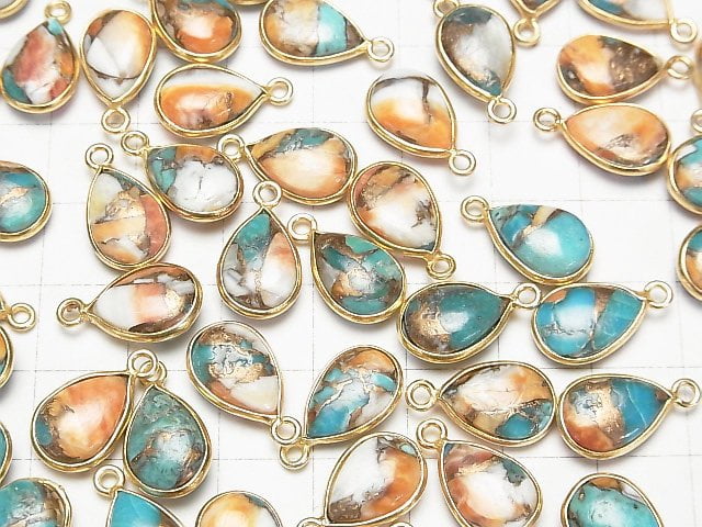 [Video] Oyster Copper Turquoise Bezel Setting Pear shape 13x9mm 18KGP 2pcs