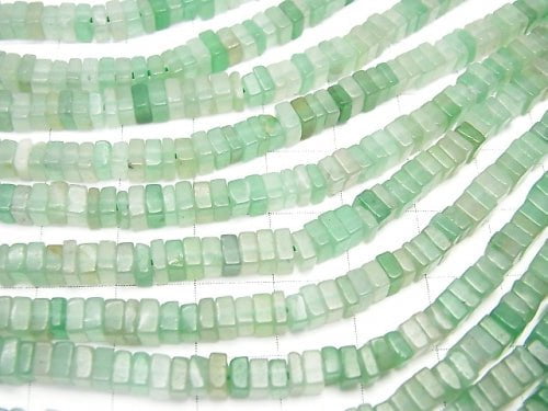 [Video] Green Aventurine Square Rondelle (Disc) 1strand beads (aprx.16inch / 39cm)