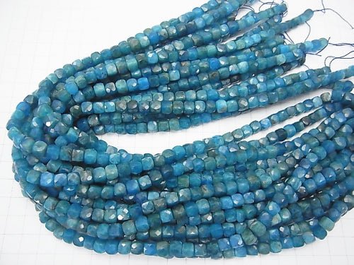 [Video] High Quality! Brazil Apatite AA ++ Cube Shape 6x6x6mm half or 1strand beads (aprx.15inch / 37cm)