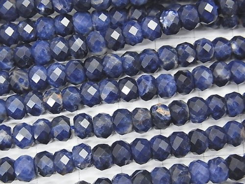 High Quality!  Sodalite AA++ Faceted Button Roundel 6x6x4mm half or 1strand beads (aprx.15inch/37cm)