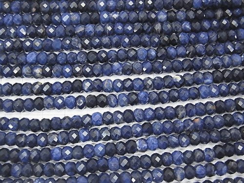 High Quality!  Sodalite AA++ Faceted Button Roundel 6x6x4mm half or 1strand beads (aprx.15inch/37cm)