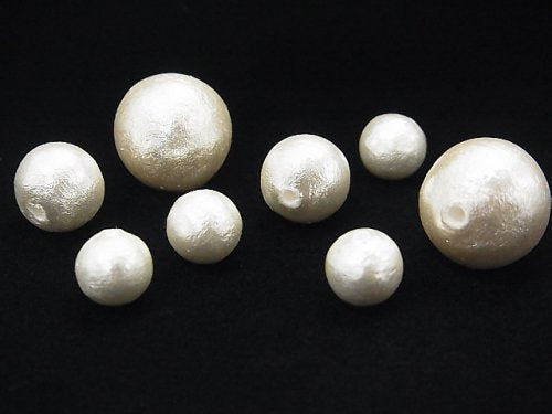 Cotton Pearls, Round Synthetic & Glass Beads