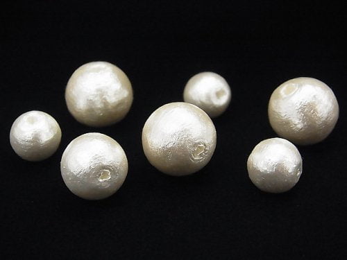 Cotton Pearls, Round Synthetic & Glass Beads