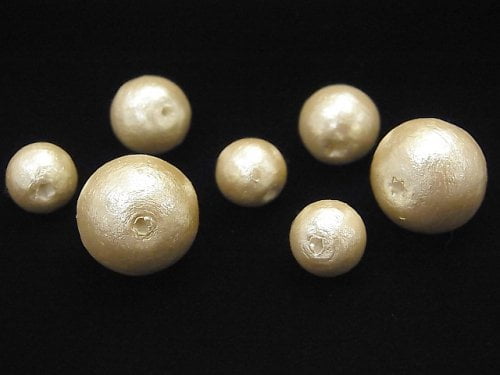 Cotton Pearls, Round Synthetic & Glass Beads