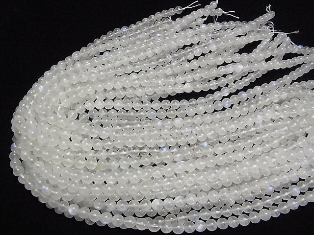 [Video] Sri Lanka Royal Blue Moonstone AA ++ Round 6mm half or 1strand beads (aprx.15inch / 37cm)