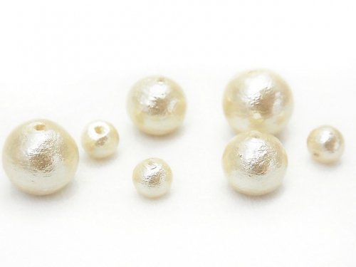 Cotton Pearls, Round Synthetic & Glass Beads