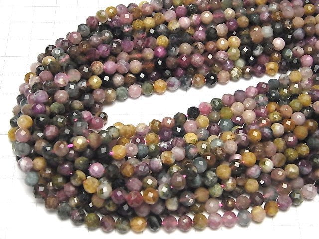 [Video] High Quality! Multicolor Tourmaline AA Faceted Round 6mm Weak 1strand beads (aprx.15inch / 38cm)