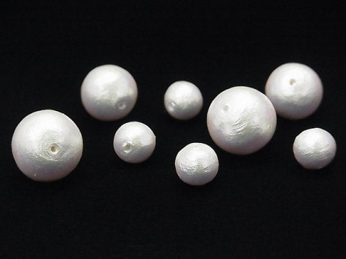 Cotton Pearls, Round Synthetic & Glass Beads