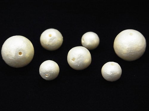 Cotton Pearls, Round Synthetic & Glass Beads