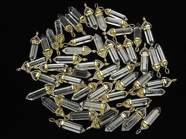 [Video] Crystal AA+ Double Point Pendant 32x8x8mm Gold Color 3pcs