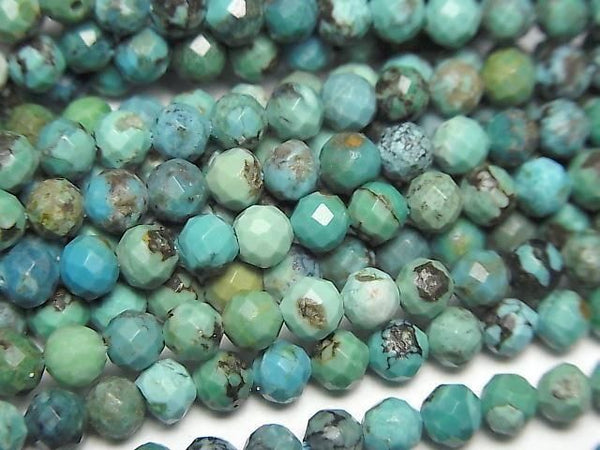 [Video]High Quality! Turquoise AA++ Faceted Round 4mm 1strand beads (aprx.15inch/37cm)