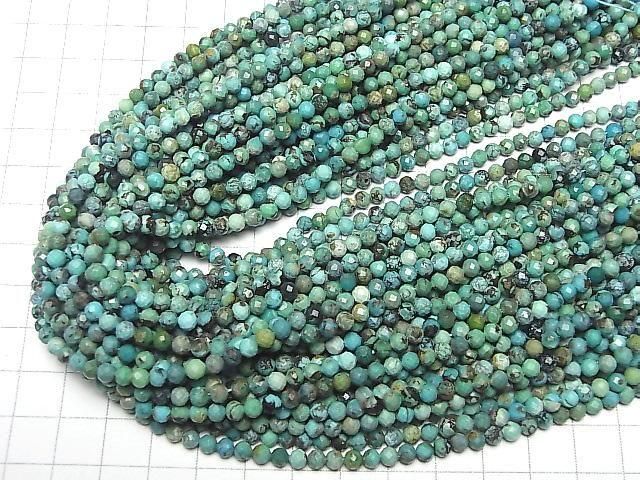 [Video]High Quality! Turquoise AA++ Faceted Round 4mm 1strand beads (aprx.15inch/37cm)