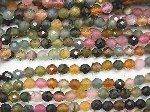 High Quality! 1strand $8.79! Multicolor Tourmaline AA ++ Faceted Round 3mm 1strand beads (aprx.15inch/37cm)