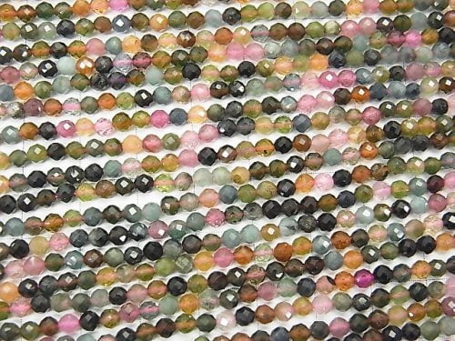 High Quality! 1strand $8.79! Multicolor Tourmaline AA ++ Faceted Round 3mm 1strand beads (aprx.15inch/37cm)