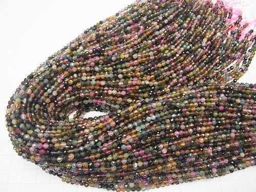 High Quality! 1strand $8.79! Multicolor Tourmaline AA ++ Faceted Round 3mm 1strand beads (aprx.15inch/37cm)