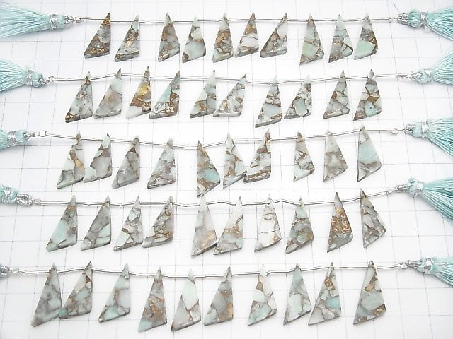 Copper Amazonite AAA Flat  Triangle 22x8mm half or 1strand (8pcs )