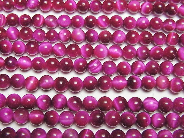 [Video] Pink color Tiger's Eye AA++ Round 6mm 1strand beads (aprx.15inch/36cm)