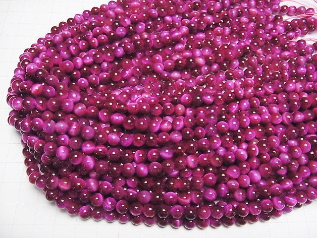 [Video] Pink color Tiger's Eye AA++ Round 6mm 1strand beads (aprx.15inch/36cm)