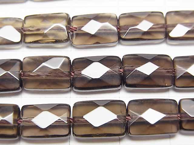 [Video] Smoky Quartz AAA Faceted Rectangle 10x7x4mm half or 1strand beads (aprx.15inch/37cm)