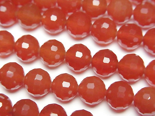 [Video]High Quality! Red Agate AAA 128 Faceted Round 8mm 1strand beads (aprx.15inch/37cm)