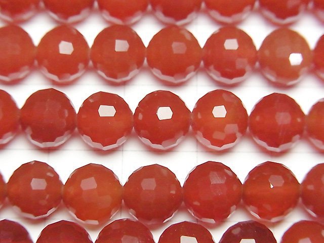 [Video]High Quality! Red Agate AAA 128 Faceted Round 8mm 1strand beads (aprx.15inch/37cm)