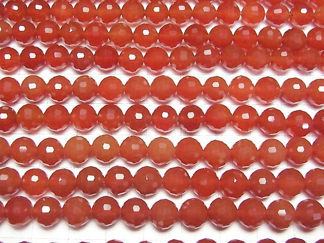 [Video]High Quality! Red Agate AAA 128 Faceted Round 8mm 1strand beads (aprx.15inch/37cm)