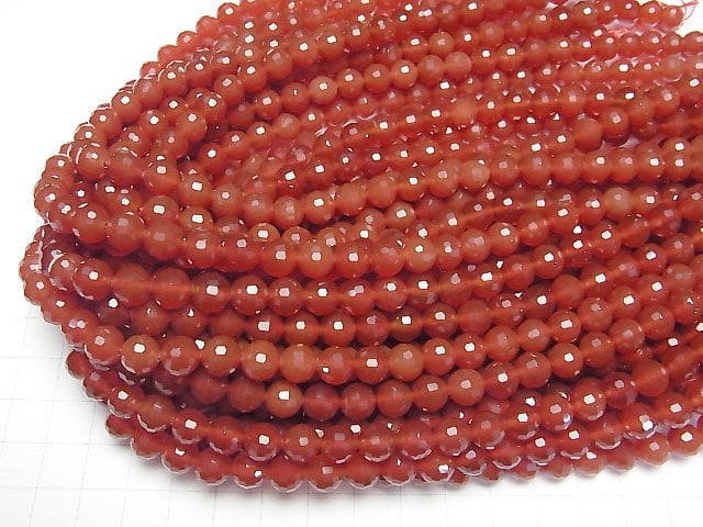 [Video]High Quality! Red Agate AAA 128 Faceted Round 8mm 1strand beads (aprx.15inch/37cm)