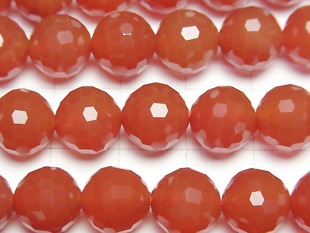 [Video]High Quality! Red Agate AAA 128Faceted Round 10mm half or 1strand beads (aprx.15inch/37cm)