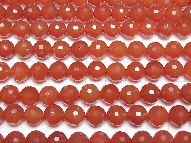 [Video]High Quality! Red Agate AAA 128Faceted Round 10mm half or 1strand beads (aprx.15inch/37cm)