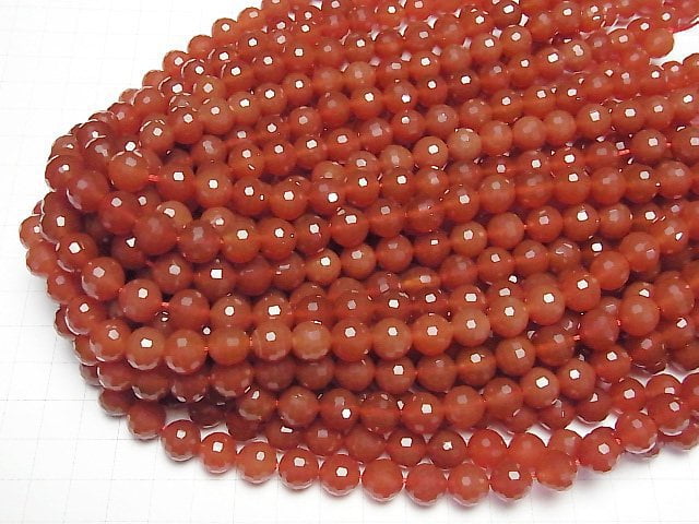 [Video]High Quality! Red Agate AAA 128Faceted Round 10mm half or 1strand beads (aprx.15inch/37cm)