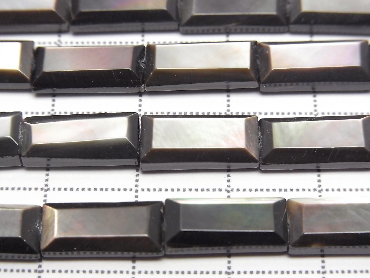 Coque noire de haute qualité (huître à lèvres noires) AAA Rectangle facetté 13x6mm 1/4-1fil de perles (environ 15 pouces/38cm)