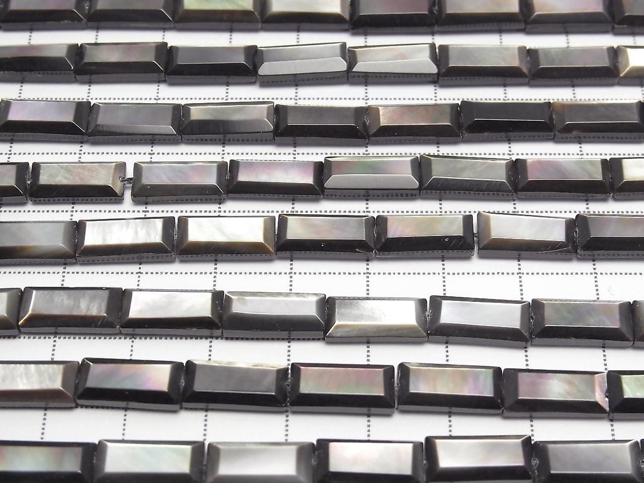 Coque noire de haute qualité (huître à lèvres noires) AAA Rectangle facetté 13x6mm 1/4-1fil de perles (environ 15 pouces/38cm)