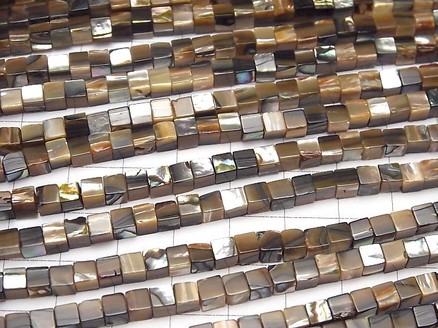 [Video]Abalone Shell Cube 4x4x4mm half or 1strand beads (aprx.15inch/38cm)