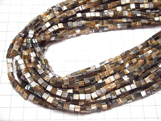 [Video]Abalone Shell Cube 4x4x4mm half or 1strand beads (aprx.15inch/38cm)