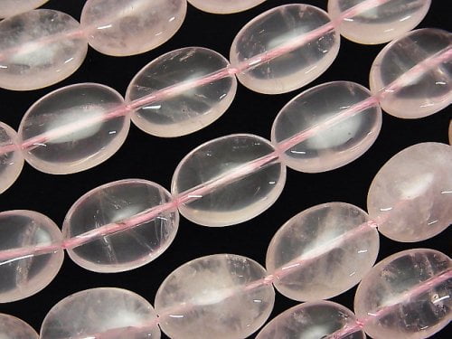 Oval, Rose Quartz Gemstone Beads